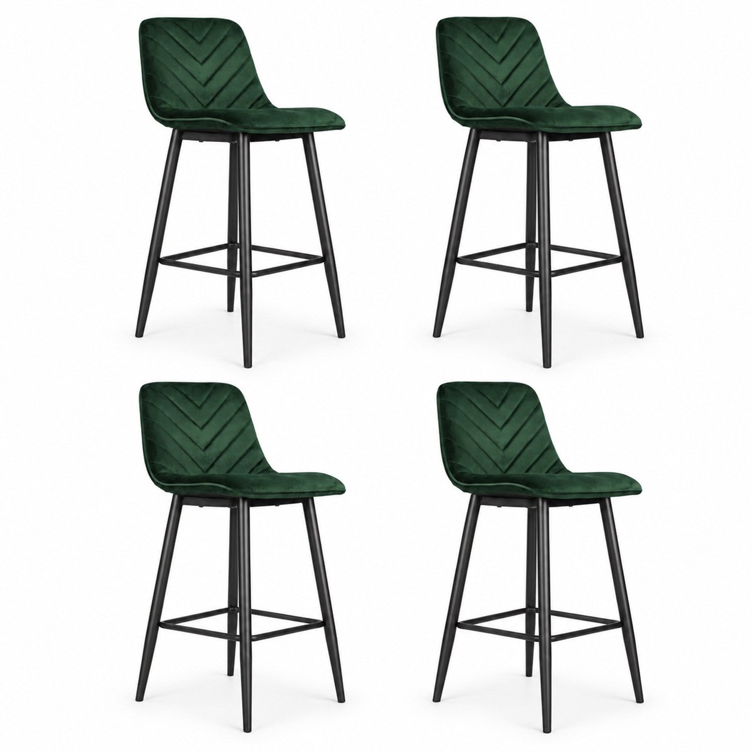 Puur DS4U- Gaby barkruk 75 cm - Set van 4 - Groen - Velvet