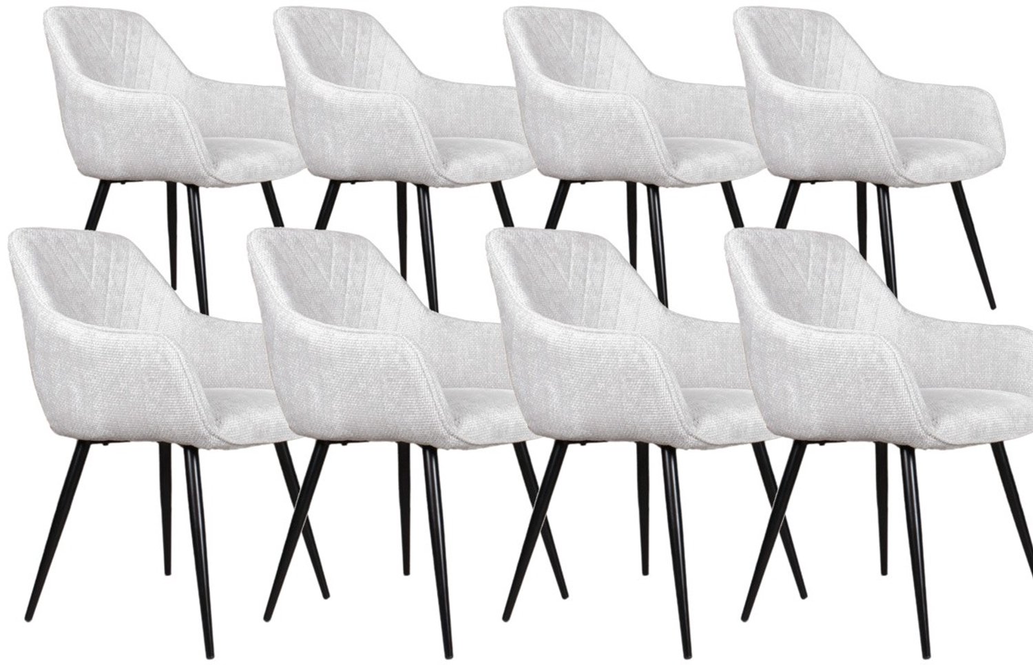 DS4U - - Flavio armstoel - Set van 8 - Lichtgrijs - Stof