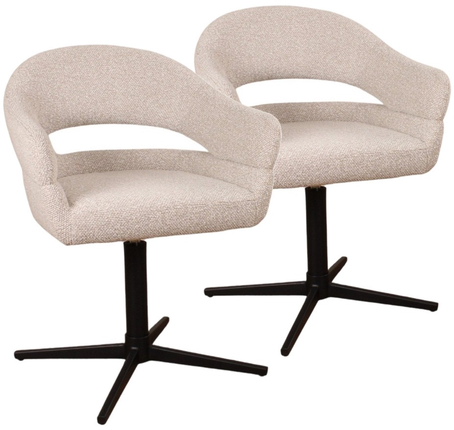 DS4U - - Mila armstoel met terugdraaifunctie - Set van 2 - Champagne - Stof