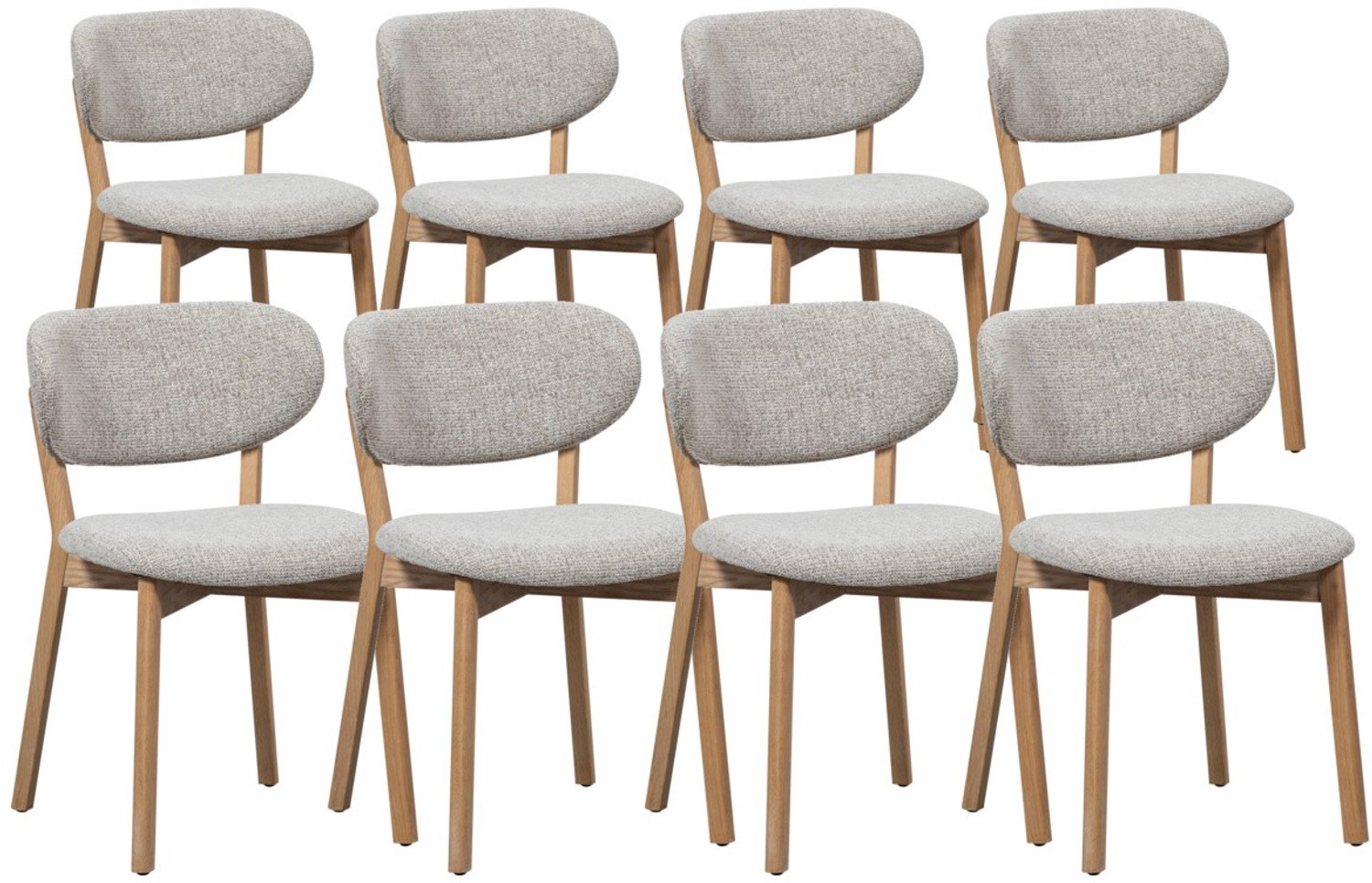 DS4U - - Quinn eetkamerstoel - Set van 8 - Beige / naturel hout - Hout - Met armleuning