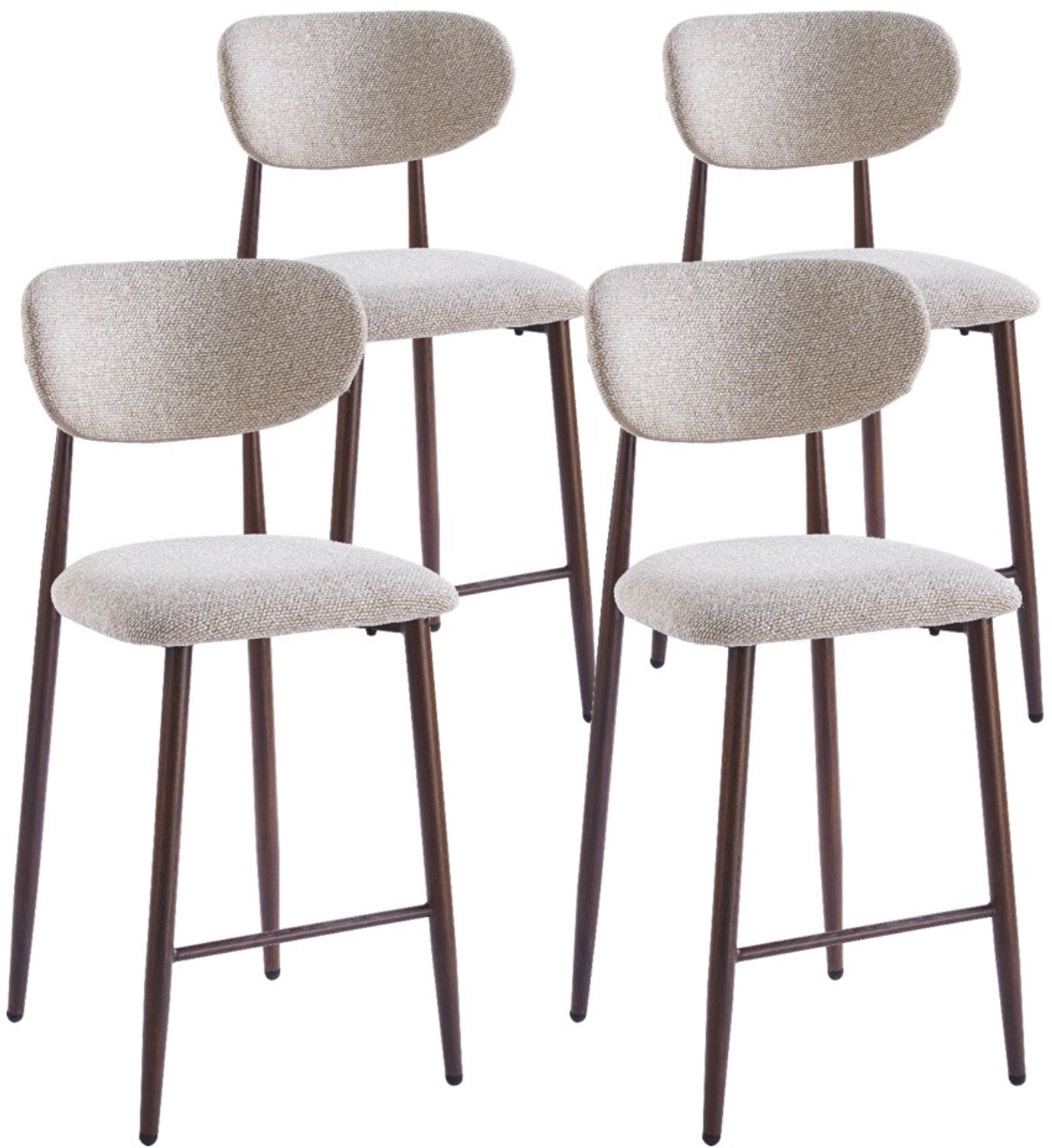 DS4U - - Sumi barkruk 65 cm - Set van 4 - Beige / walnoot poot - Stof