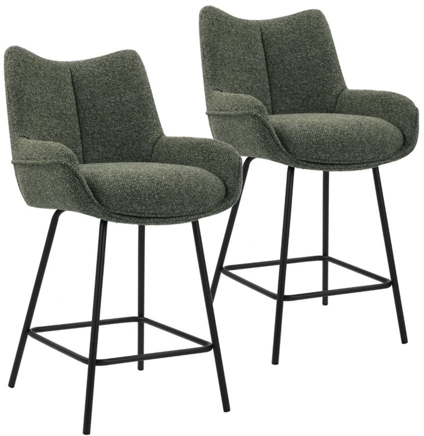 DS4U - - Ivan barkruk 65 cm - Set van 2 - Groen - Stof - Met armleuning
