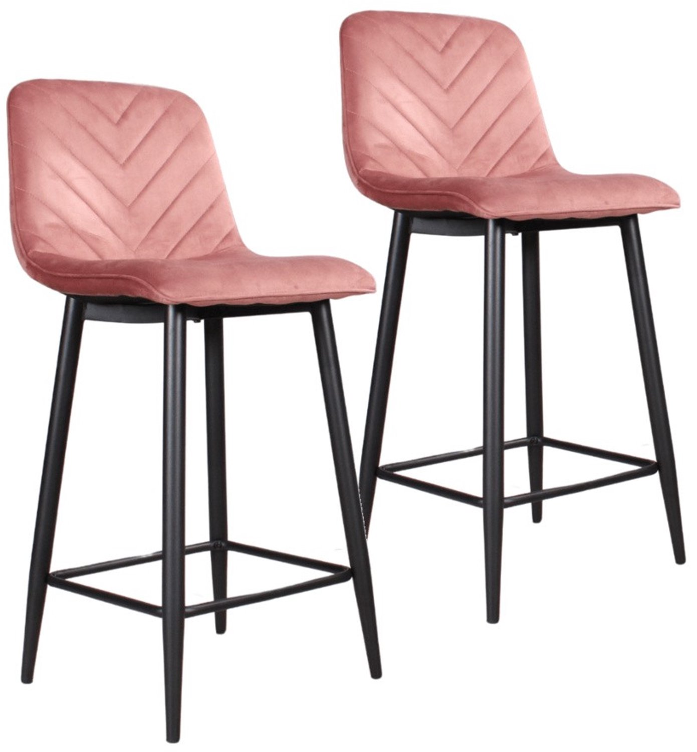 DS4U - - Gaby barkruk 65 cm - Set van 2 - Roze - Velvet