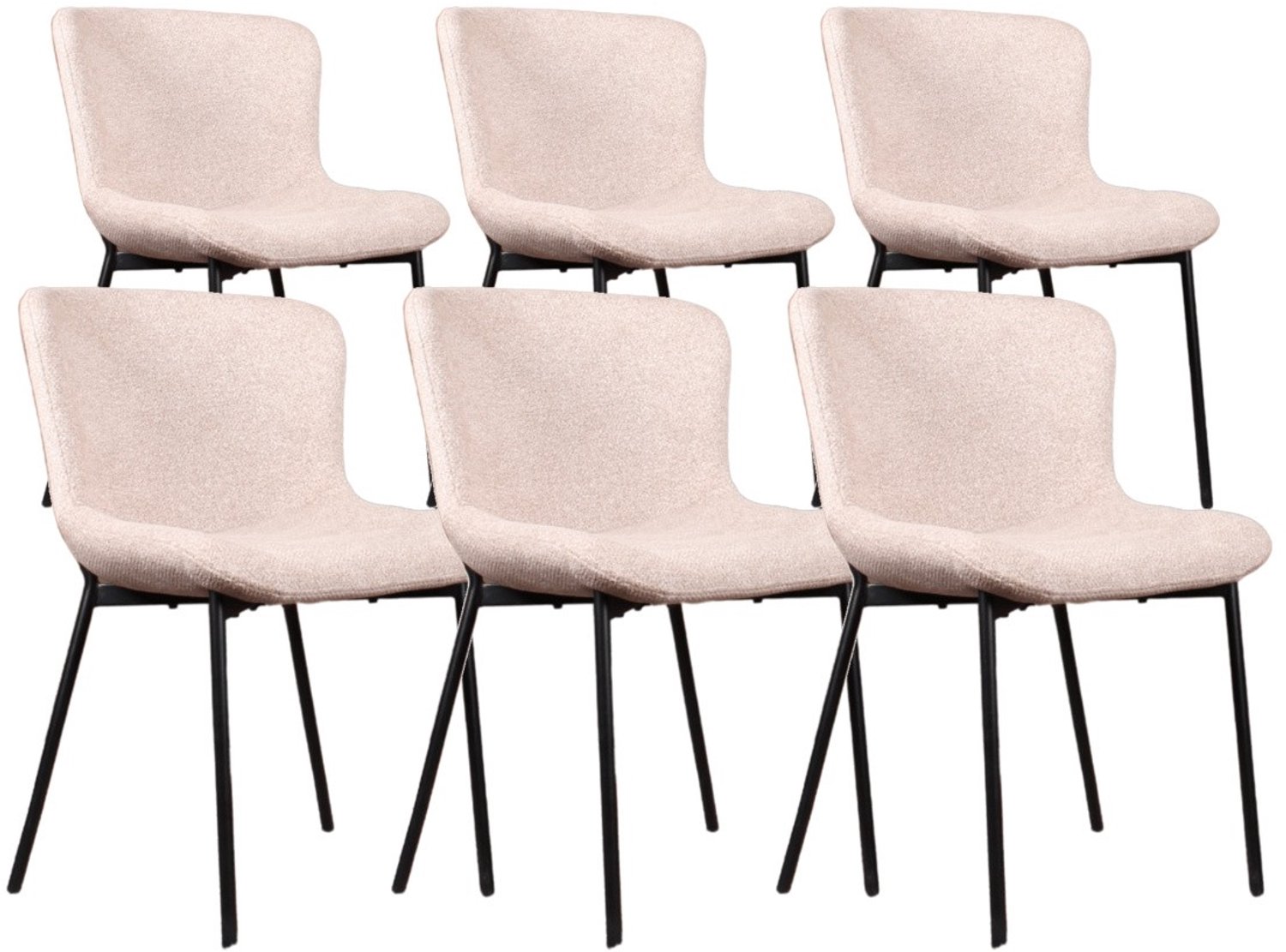 DS4U - - Vera eetkamerstoel - Set van 6 - Champagne - Stof