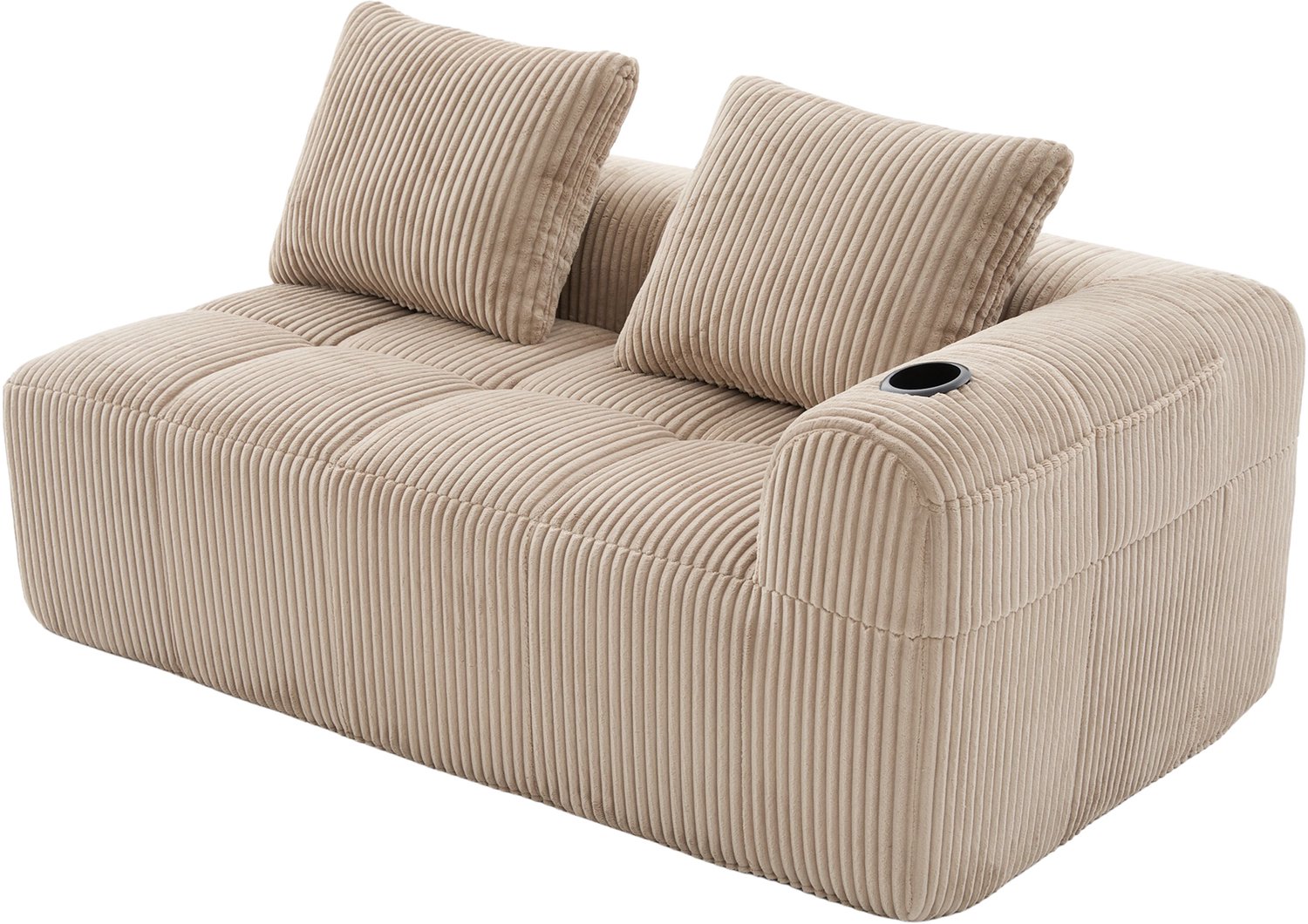 CHICFURN 2-zitsbank - Zijvakken en bekerhouders - Compact - Khaki