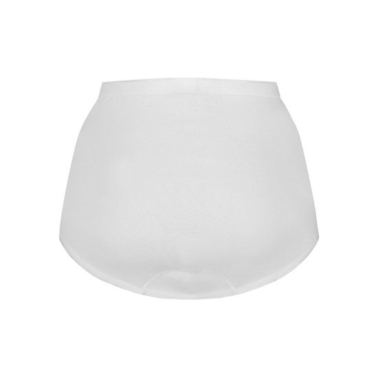 Achterkant van een witte Ten Cate damesonderbroek met hoge taille van rekbaar biologisch katoen.