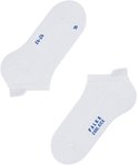 Witte enkelsokken met blauwe tekst 'FALKE COOL KICK' en maatmarkering 42-43.