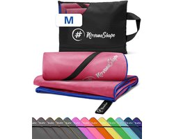 NirvanaShape - microvezel handdoek - strandlaken en badlaken - sneldrogend en absorberend - sporthanddoek met slimme hoekzak - 120 x 60 cm - Koraalrood / Blauwe Rand