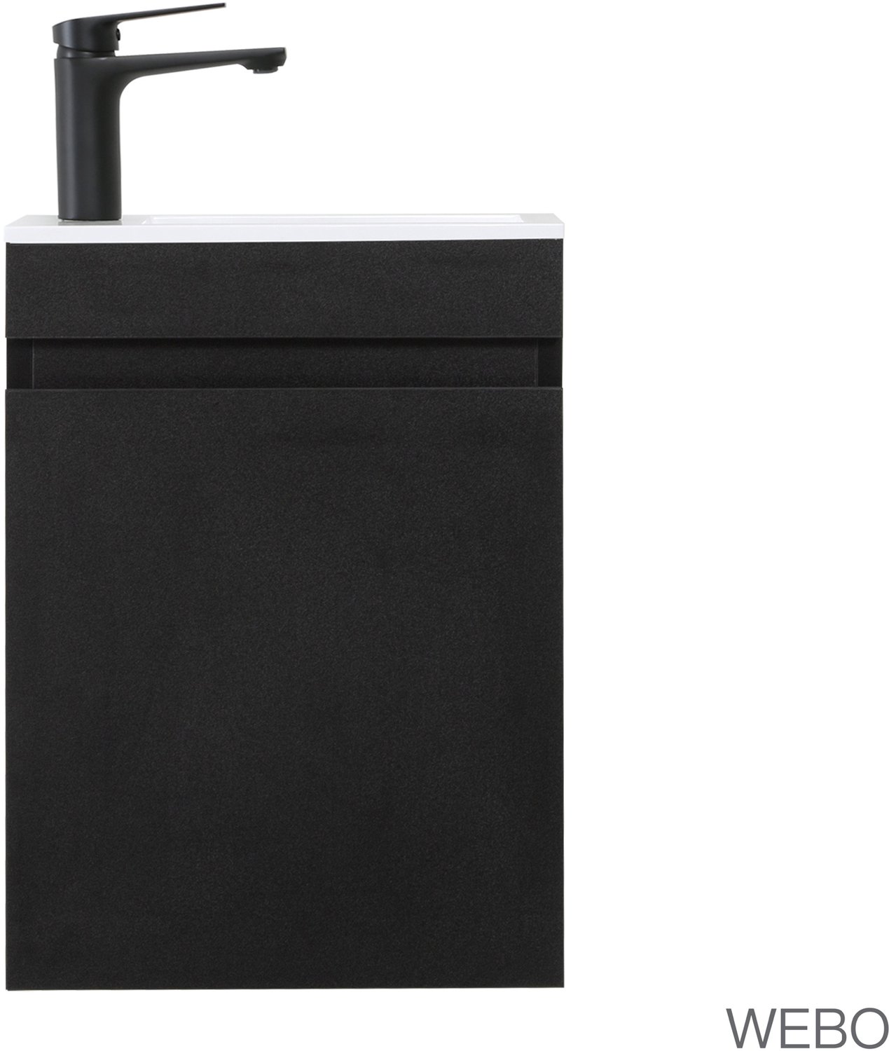 WEBO toiletmeubel COMPLEET SET 40x22cm mat zwart fonteinset (inclusief overloop, kraan en clickwaste)