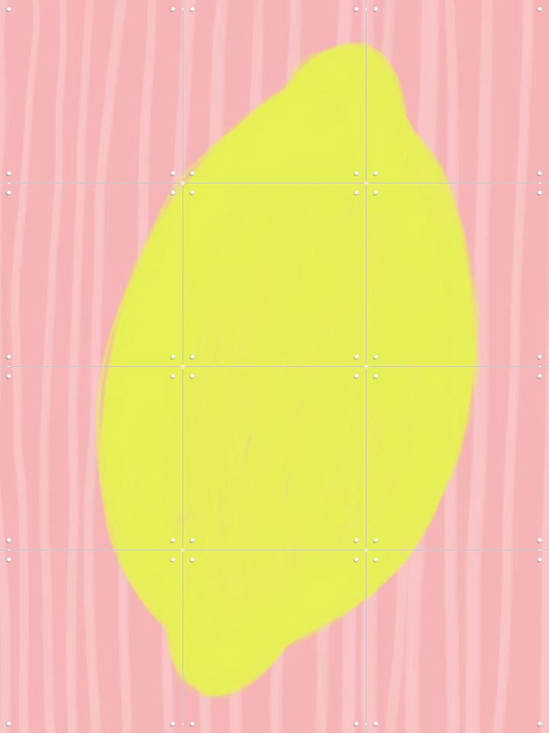 IXXI Soft Lemon, Hej.Ibiza - 60 x 80 cm - Grote wanddecoratie en posters - Strepen, Kleurrijk, Minimalisme, Slaapkamer, Eetkamer, Woonkamer, Fruit Geel / Roze