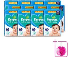 12 x Pampers – Luiers – Active Baby Maat 3 – 70 Luiers - Bulkverpakking - Baby-luiers - Douchemop - Droge billetjes