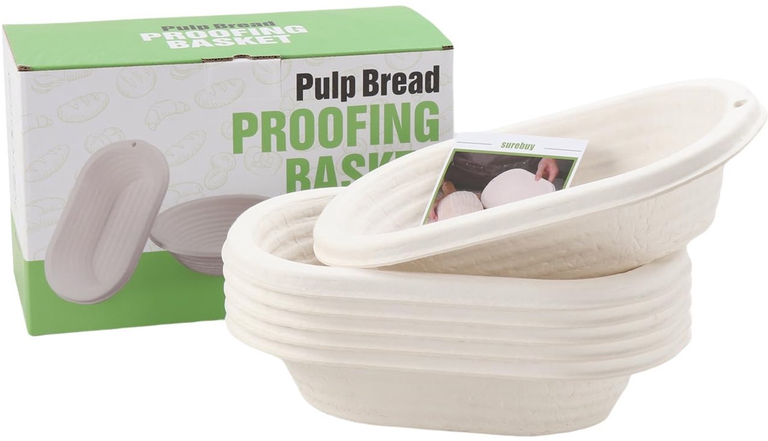 Famanu – Ovale en ronde broodbakmanden, 24,5 cm, inclusief hoezen, geschikt voor het bakken van brood