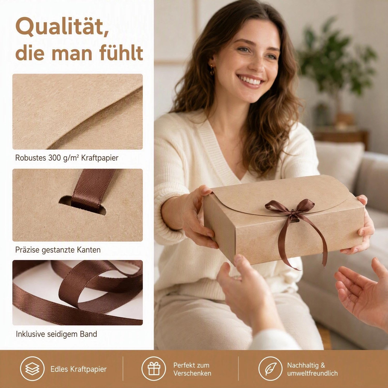 Geschenkdozen 16 x 16 x 5 cm - vierkant met deksel - 12 stuks met lint - perfect voor bruiloften en feestdagen - m-winkel