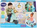 VTech interactieve 3-in-1 mintgroene loopscooter voor baby's met licht, geluid en leeractiviteiten.