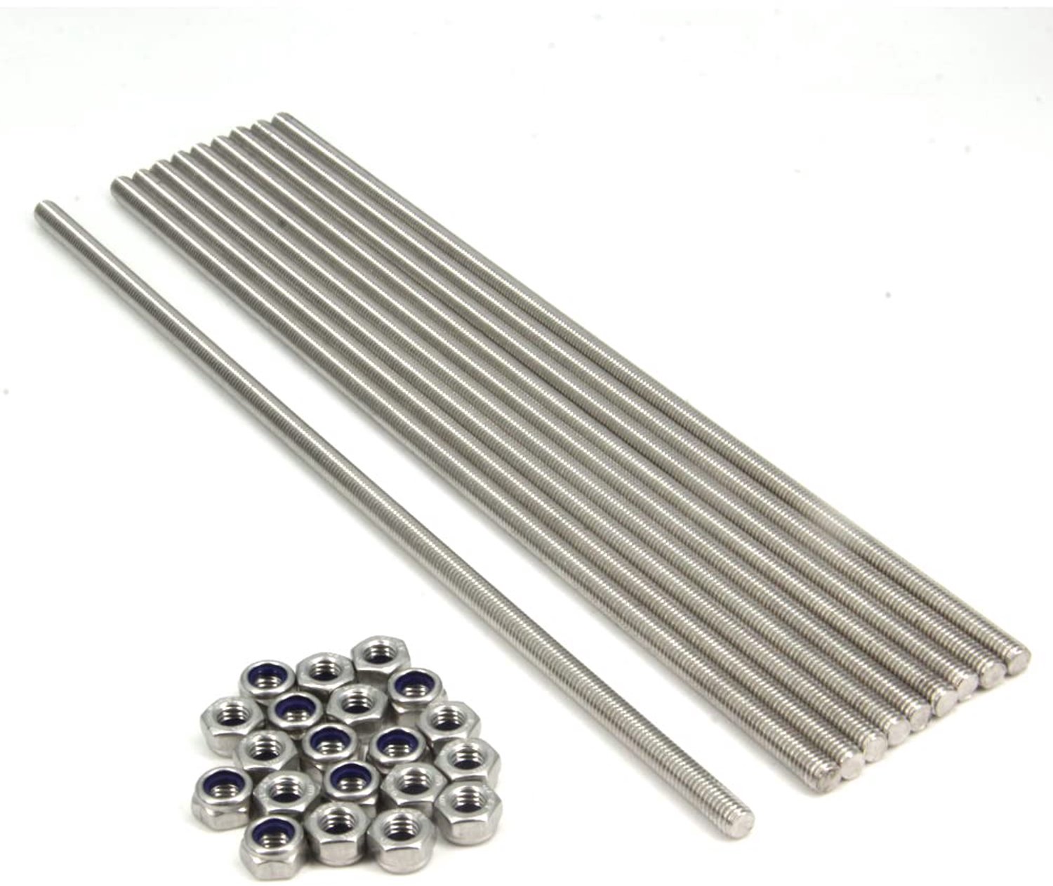 M6 x 250mm volle schroefdraadstangen - 304 roestvrij staal - 20 stuks moeren - ideaal voor bevestiging - ServiceTopper