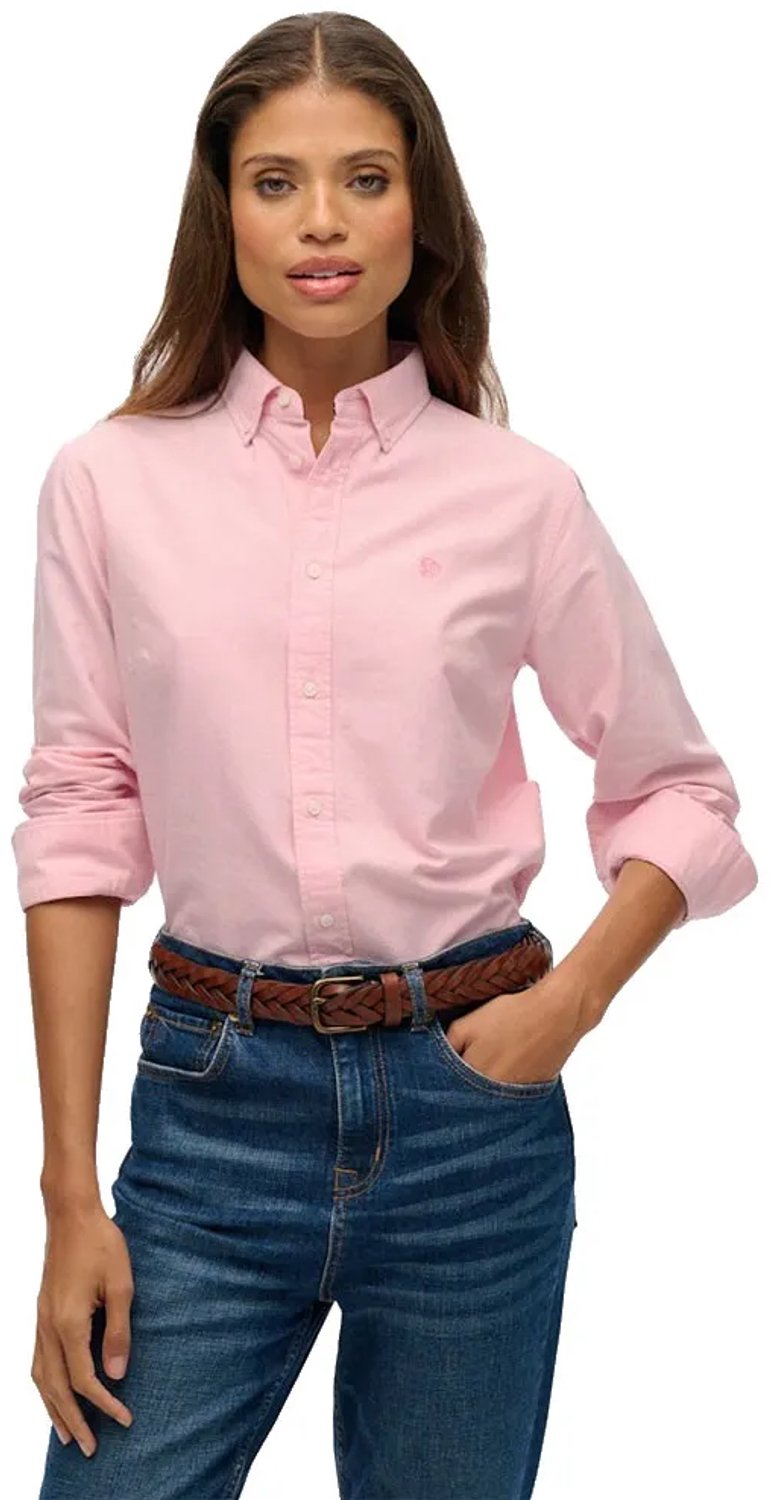 Superdry Slim Oxford Bd Overhemd Met Lange Mouwen L Vrouw Roze