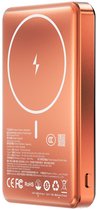 TRUSMI Ultradunne Magnetische Draadloze Powerbank 10.000 mAh - 20W Snellader - 15W Draadloos Laden - Geschikt voor MagSafe & iPhone 17/16/15 - Oranje