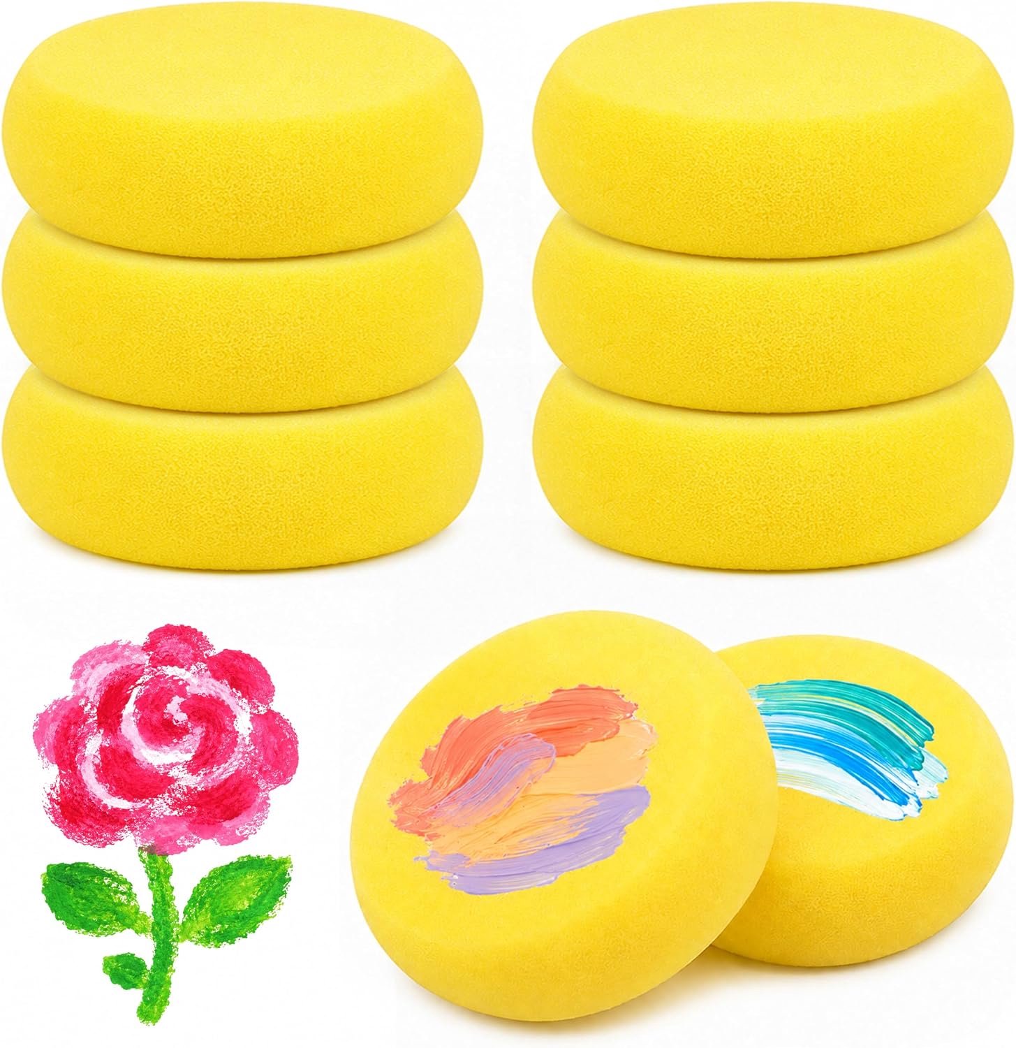 Verf sponsen 8 stuks - ronde vorm - zachte foam - perfect voor aquarel en acryl - Homevero