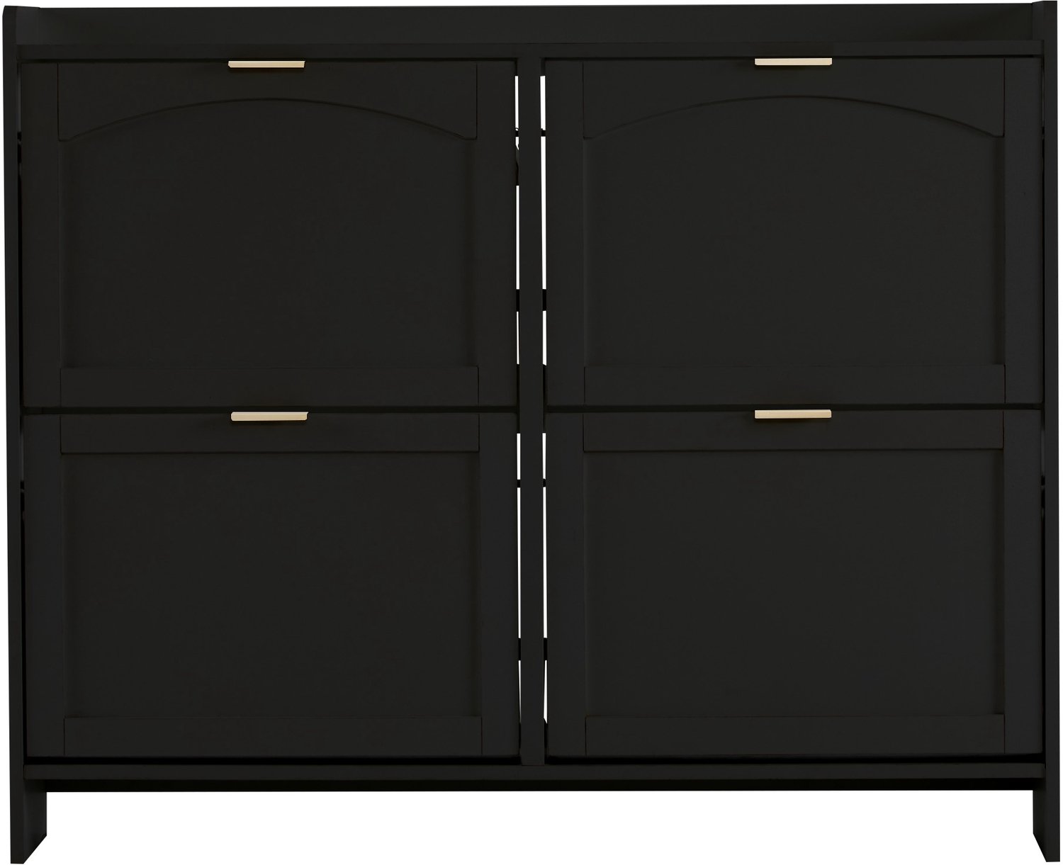 SONNENH Zwarte schoenenkast met 4 kantelkleppen en verstelbare indeling - 110 x 24 x 90 cm