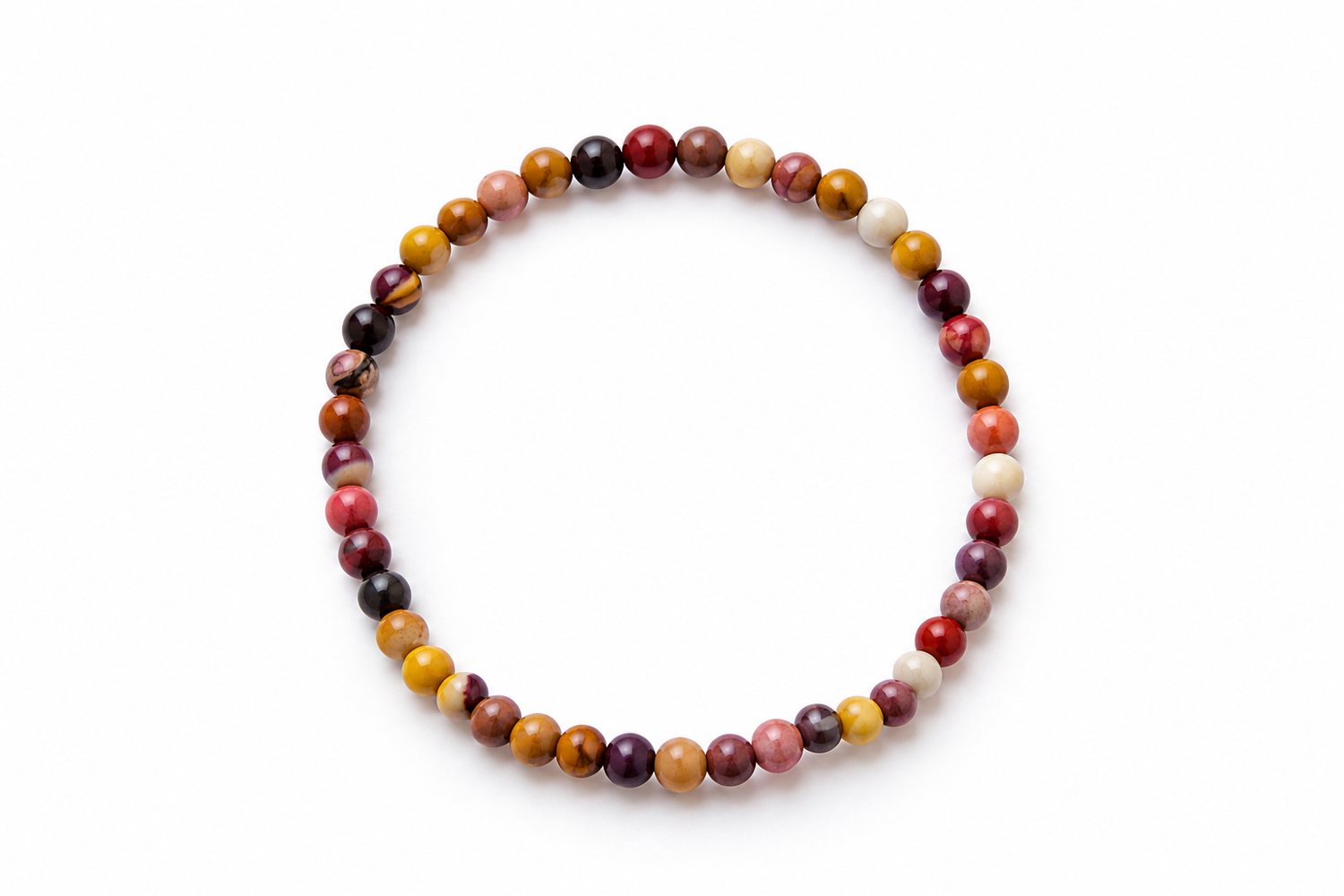 Mookaite Jaspis Armband 17 cm – 4 mm Kralen – Edelsteen Armband- Jaspis armband – Mookaite – 4 mm armband - Natuursteen – Dames & Heren – Armband met kleine kralen – Fijne armband – Jaspis armband – Multi kleuren armband - Mookaite Armband
