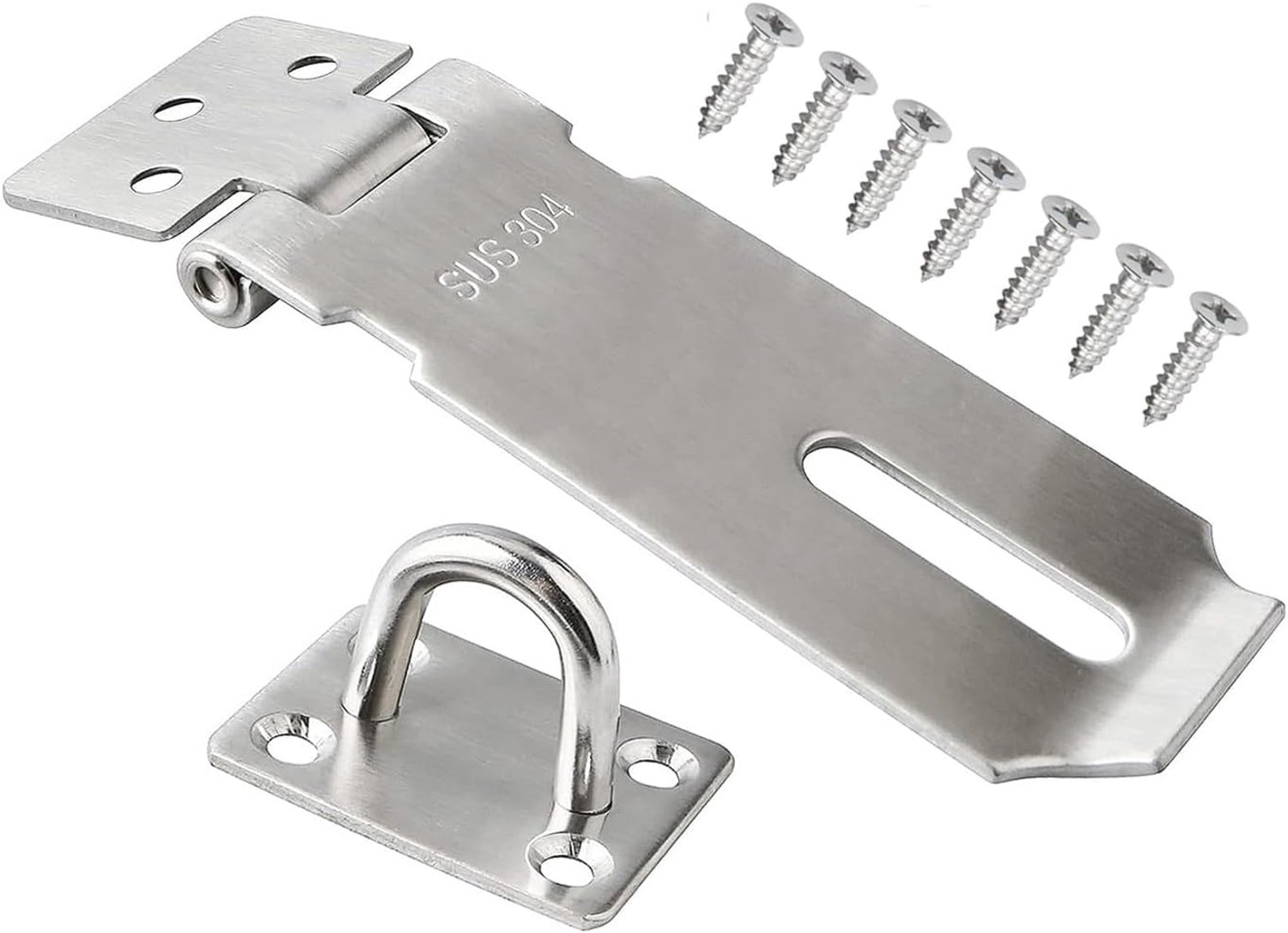 Deur hangslot hasp vergrendeling 10 cm - 304 roestvrij staal - veiligheidssluiting - ideaal voor extra beveiliging - Vemera