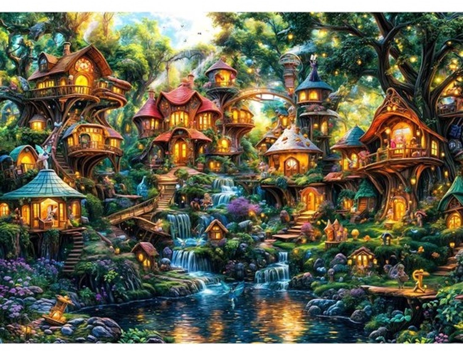 Puzzel 1000 stukjes - Voor volwassenen en het hele gezin - Uitdagend raadsel - Thema: Klein Elfendorp