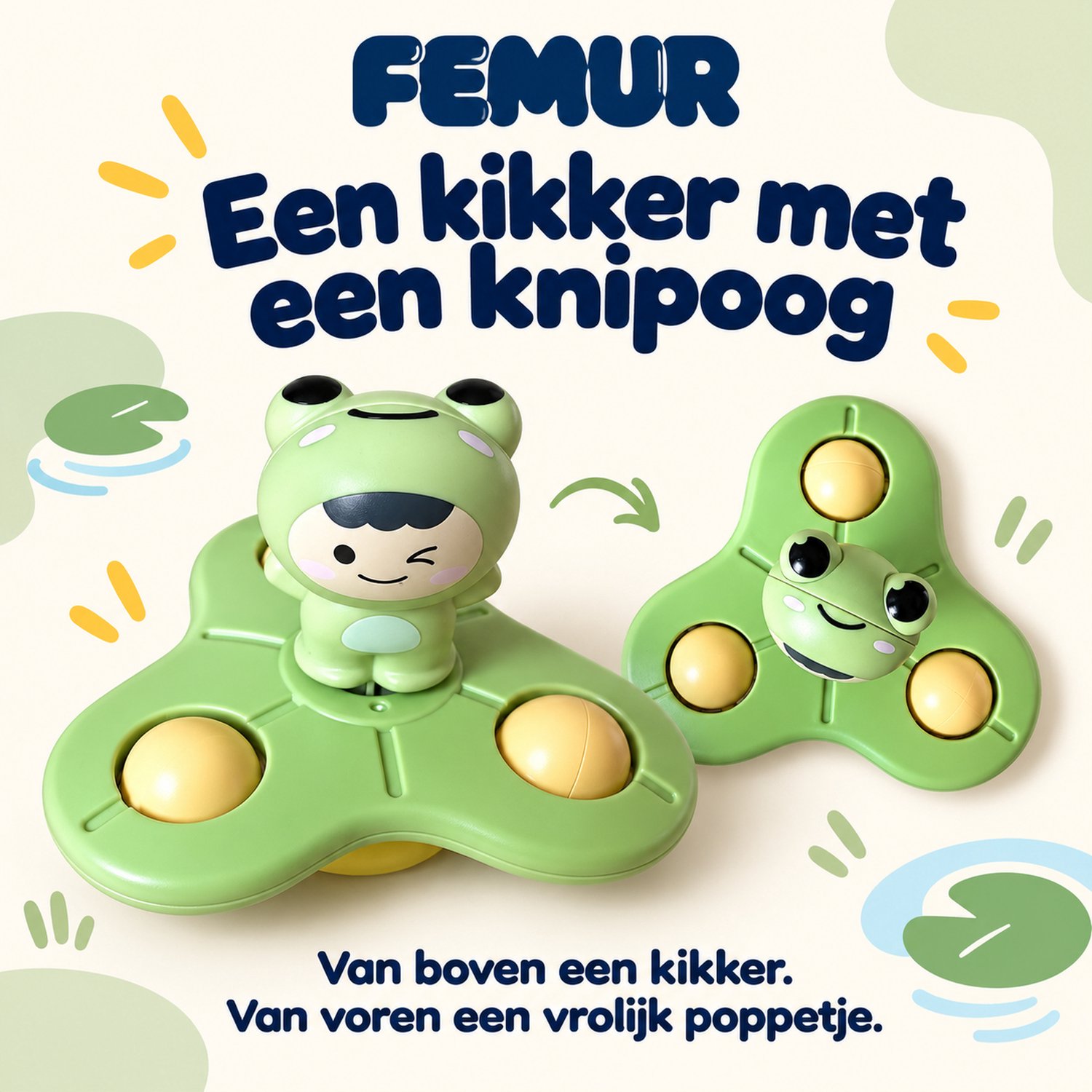 Femur® - Spinner - Fidget - Badspeelgoed - Spinners - Baby Spinner - 3 stuks - UFO - Speelgoed - Poppetjes - Fun - Rage - Zuignap - Sensorisch Speelgoed - Kinderen - Kerst — afbeelding 5