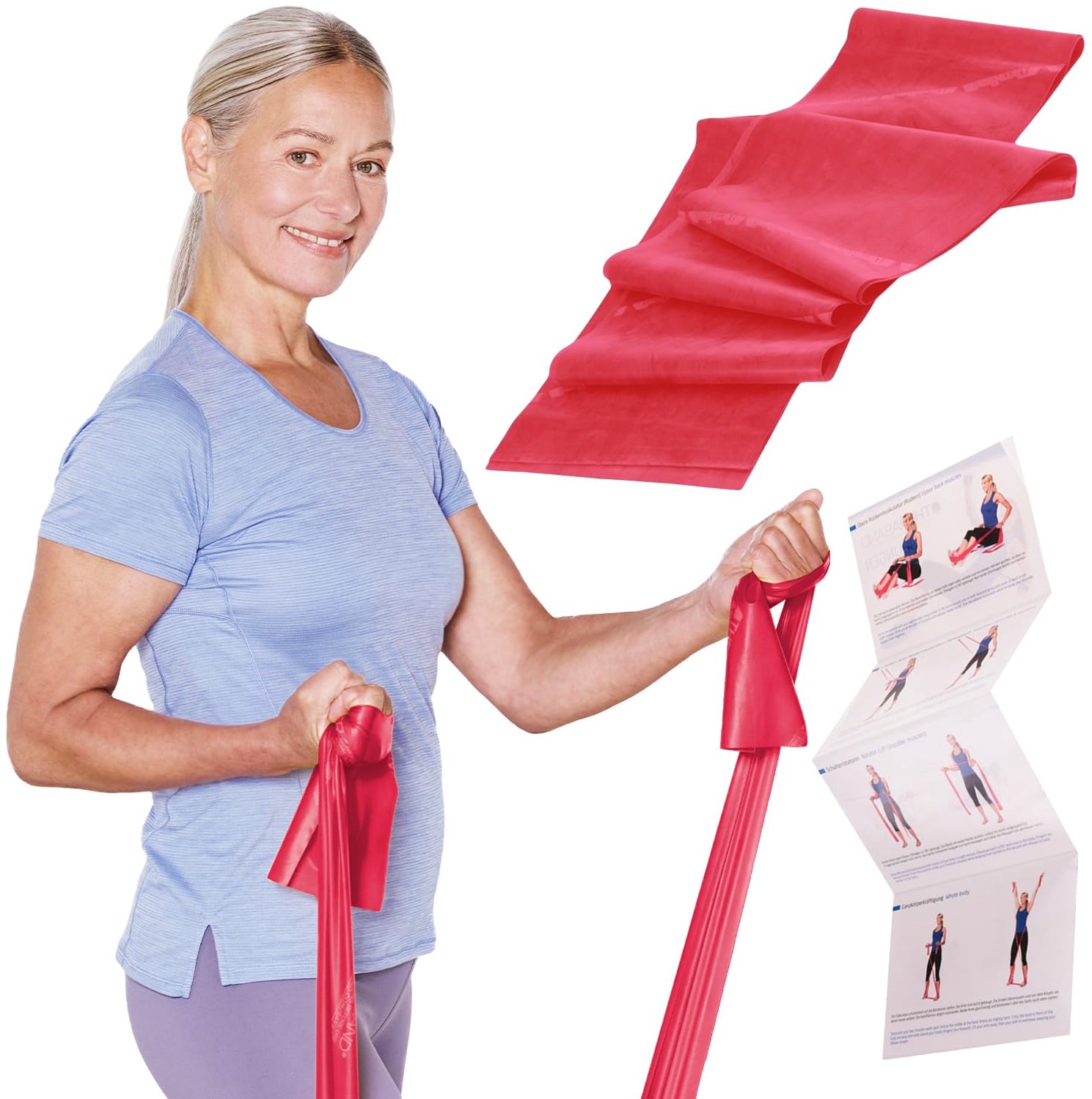 Fitnessband – 2,50 m Elastische Weerstandsband voor Volledige Lichaamstraining – Inclusief Handleiding en PE-Verpakking