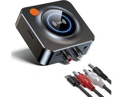 Bluetooth Ontvanger voor Stereo - NFC Audio Adapter - RCA & 3,5 mm AUX - Draadloos Muziek Streamen - TF-kaart - 3D Geluidsmodus - Automatische Koppeling - 10 m Bereik - Voor Oude Speakers & Versterkers