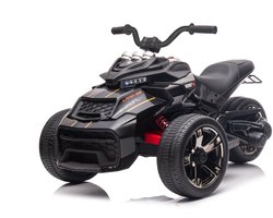 Elektrische kinder - Trike - Spyder - 24V - Rubberen banden en lederzitje - Met afstandsbediening - Zwart