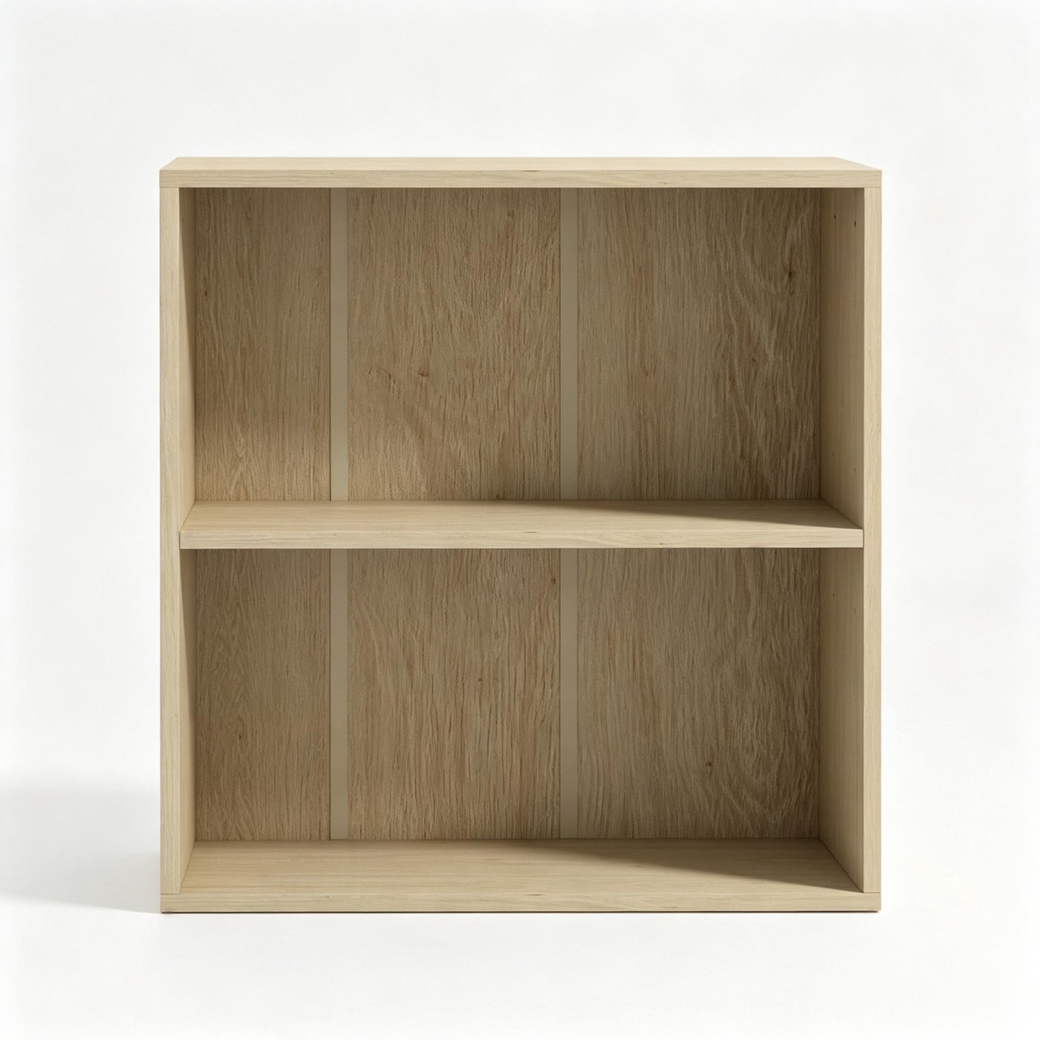 SONNENH Compacte boekenkast - Naturel houtlook - 2 open vakken en verstelbare plank - 60 x 24 x 63 cm
