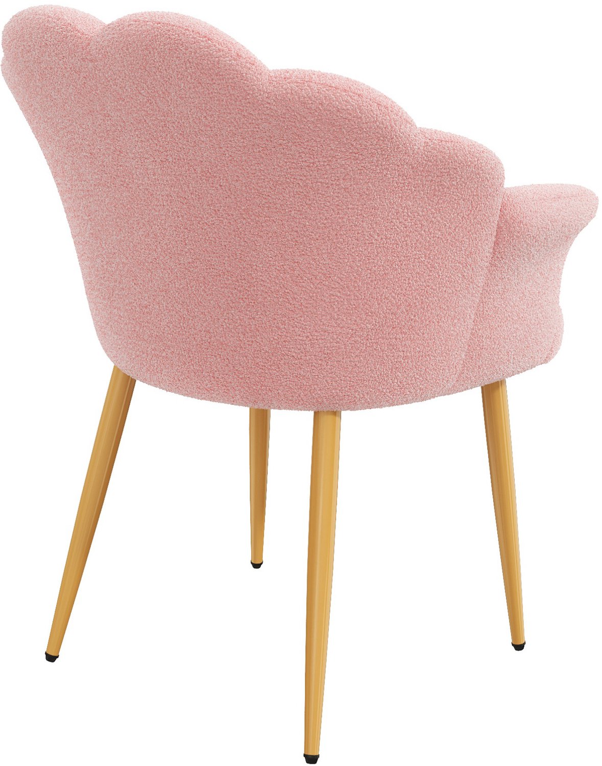 DESMIU Fauteuil 64 x 65,5 x 85 cm - Bloembladrugleuning Met Armleuningen - Voor Slaapkamer En Eetkamer - Teddy Stof - Roze