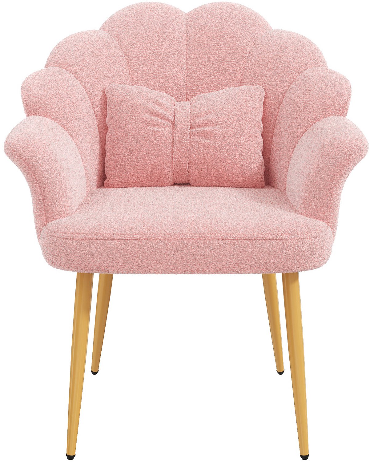 MODENUIT Eetkamerstoel - Set Van 2 Met Armleuningen - Voor Eetkamer - Teddy Stof Roze - 64x65,5x85 Cm