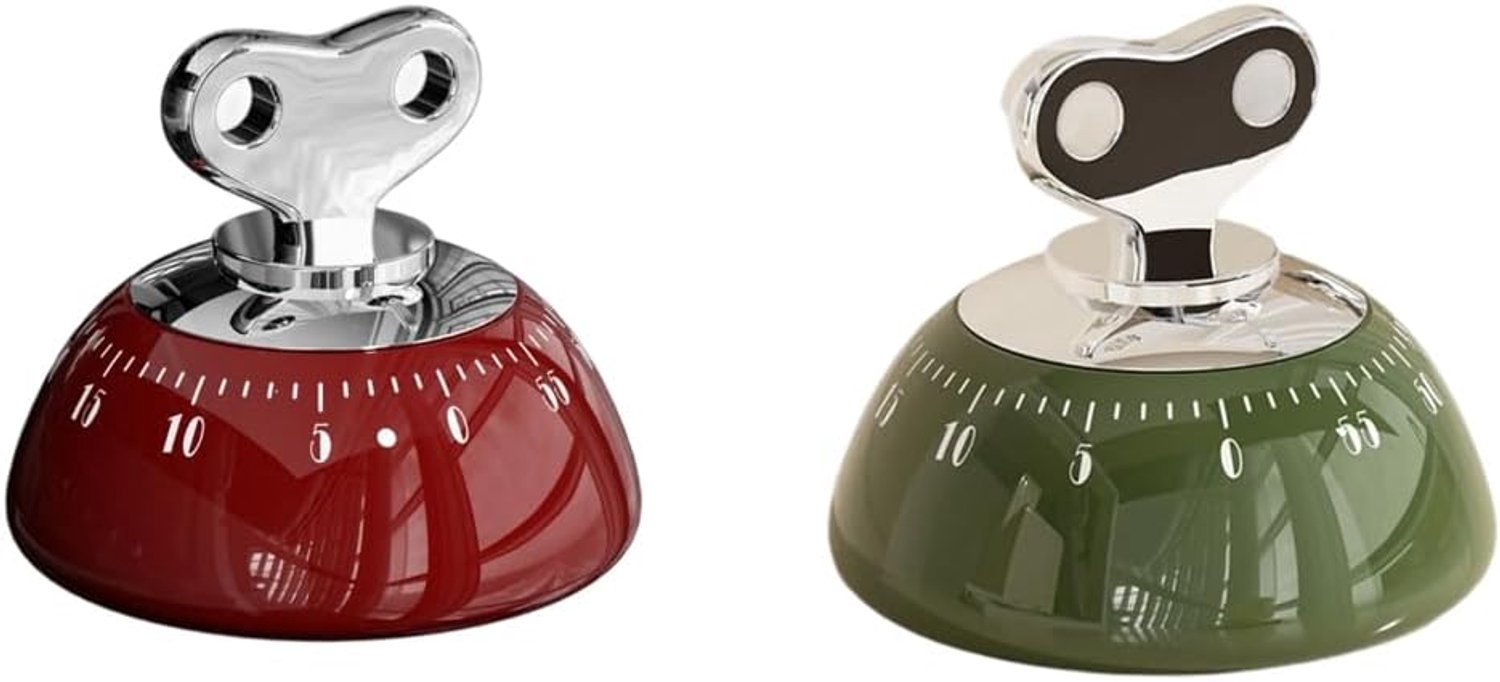 Keukentimer - Magnetische mechanische timer - Draagbare timer - Voor koken, bakken, gebruik in de klas - 2 stuks - Rood + Groen