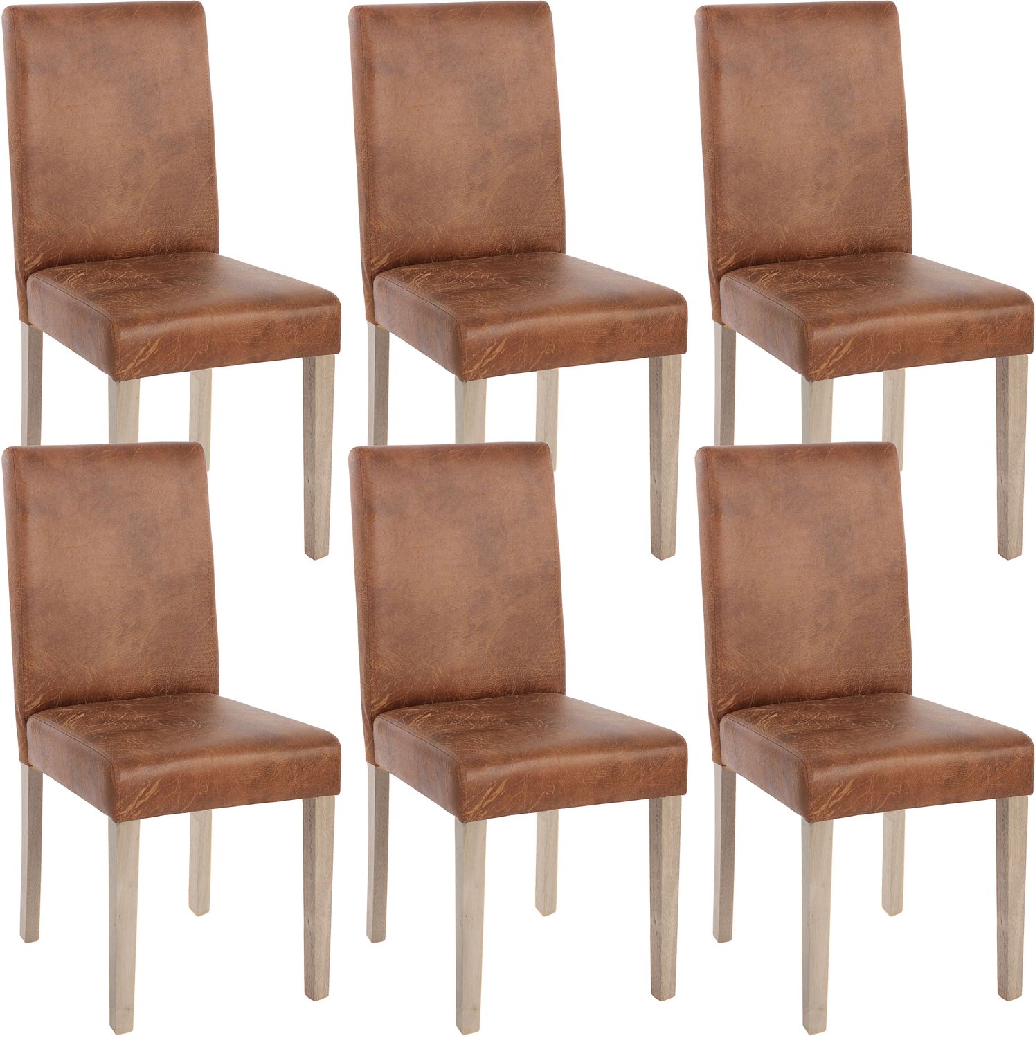 Set van 6 eetkamerstoelen Littau, stoel keukenstoel ~ textiel, imitatiesuède, poten structuur - eikenhout
