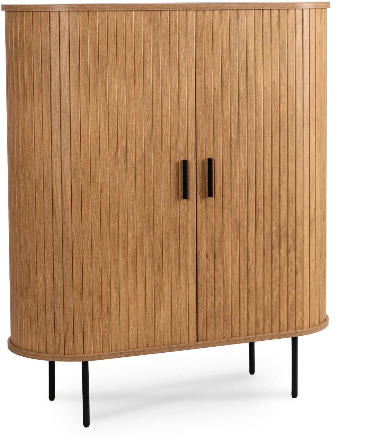 Mebel Elite TRISH-serie - Dressoir - 100 cm - Eikenkleur - Twee schuifdeuren met geribbelde fronten Eiken;Zwart
