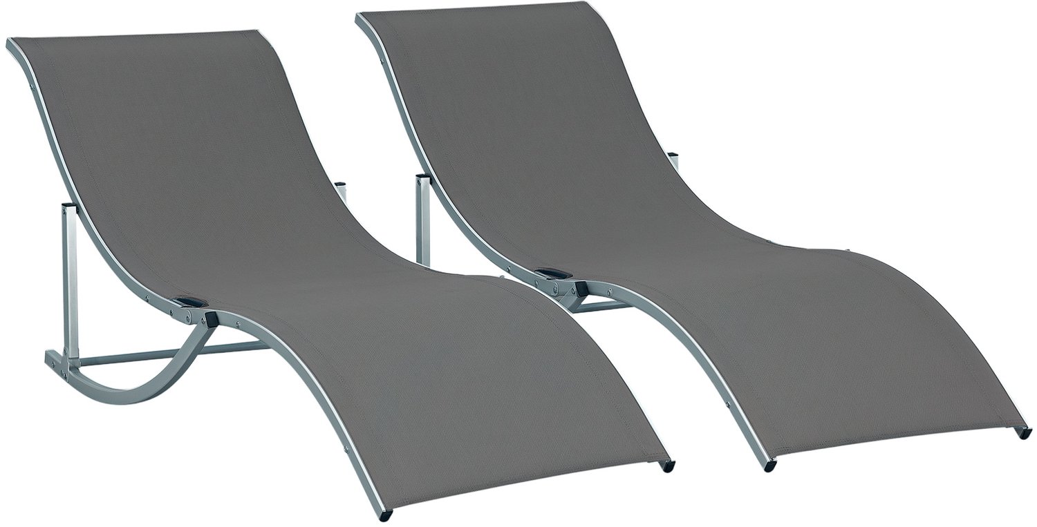 Outsunny Ligstoelenset - Aluminium - 165x61x63cm - Donkergrijs