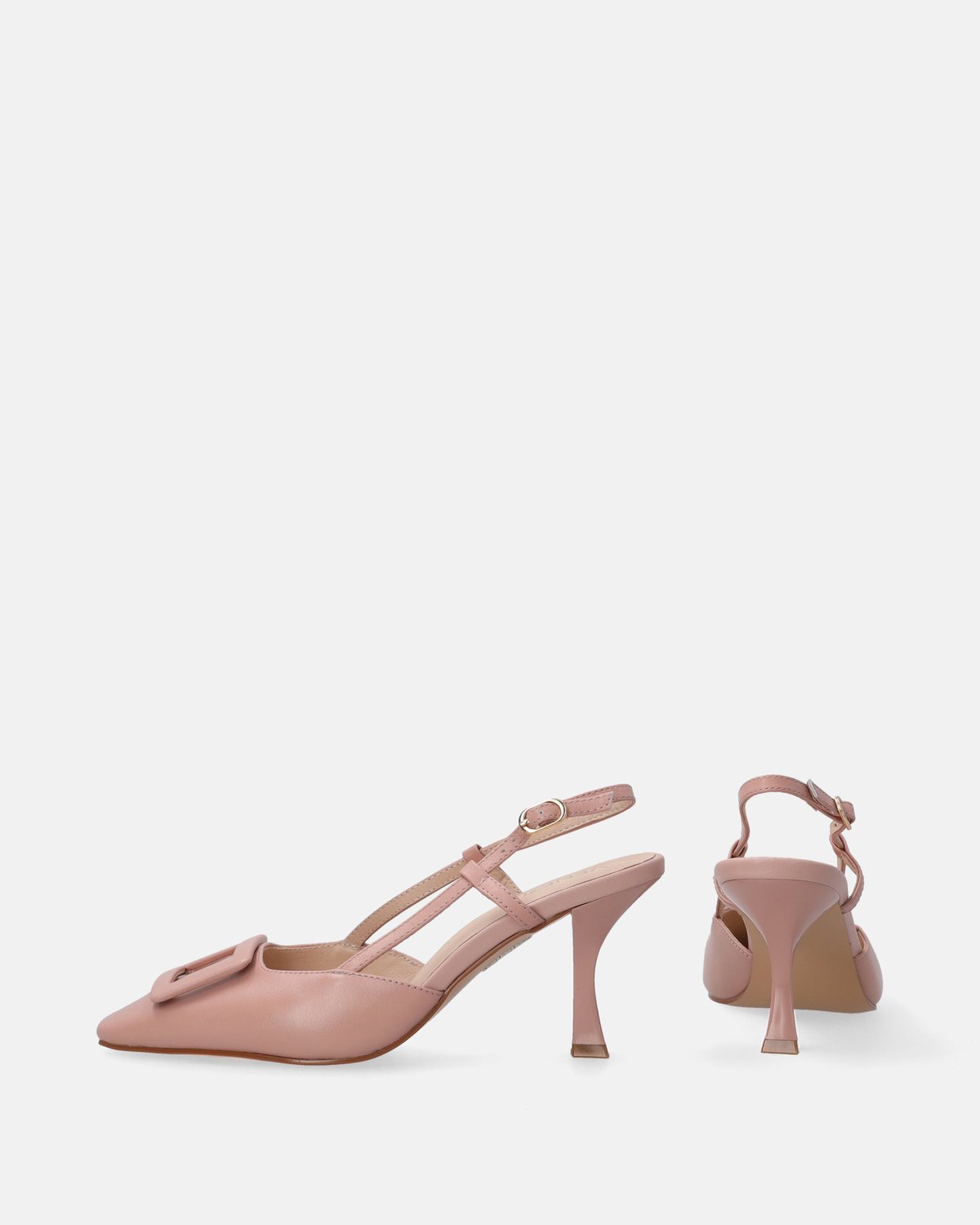 Roze leren pumps - Geometrische versiering - Maat 39