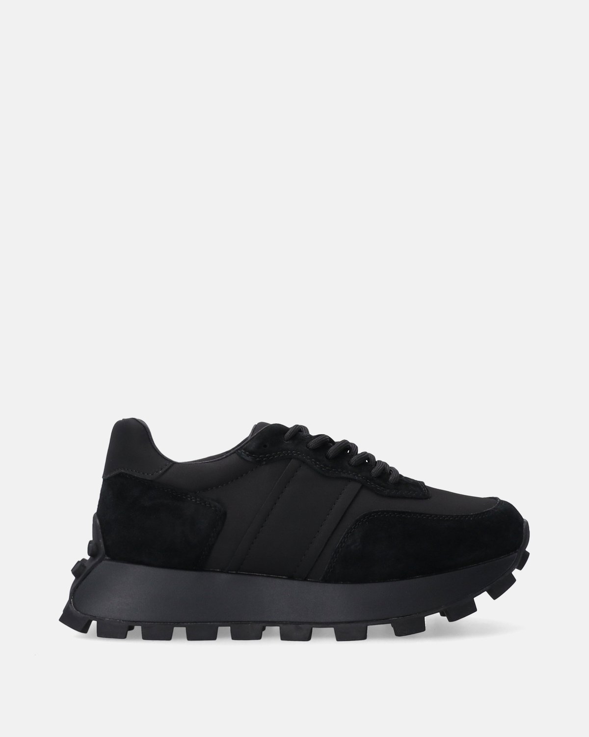 Damessneakers - Zwart - Suède en textiel