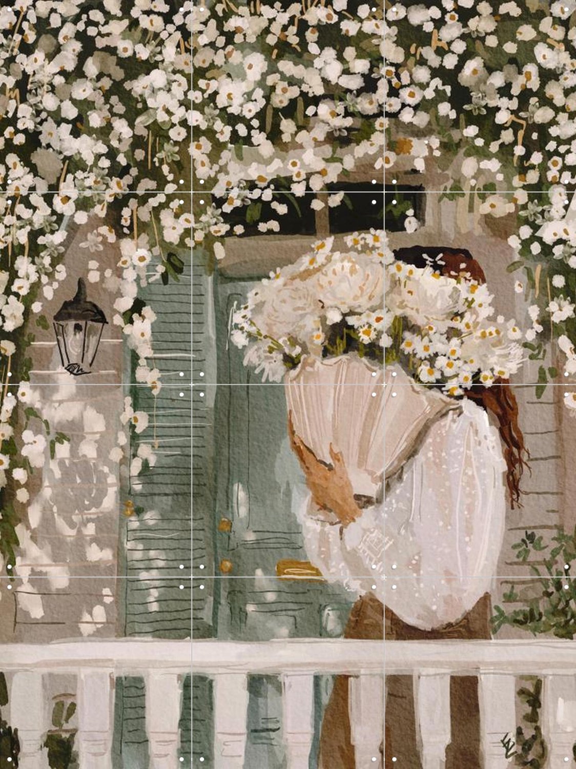 IXXI White Spring, Ekaterina Zagorska - 60 x 80 cm - Grote wanddecoratie en posters - Schilderijen, Illustraties, Eetkamer, Slaapkamer, Woonkamer Beige