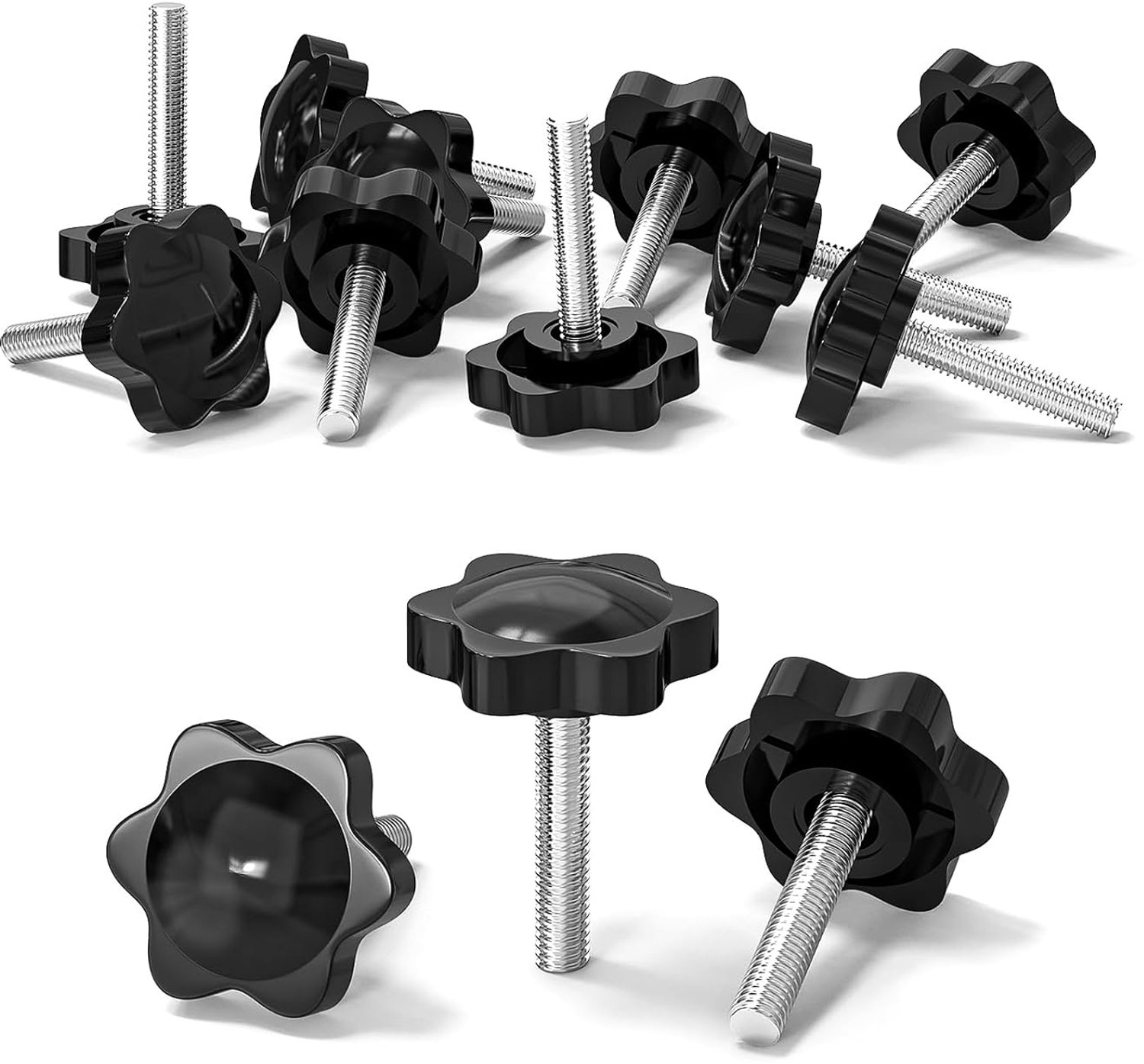 Stergreepschroeven M6 x 30 mm - zwart - 10 stuks - ideaal voor gereedschapsmachines - Vemera