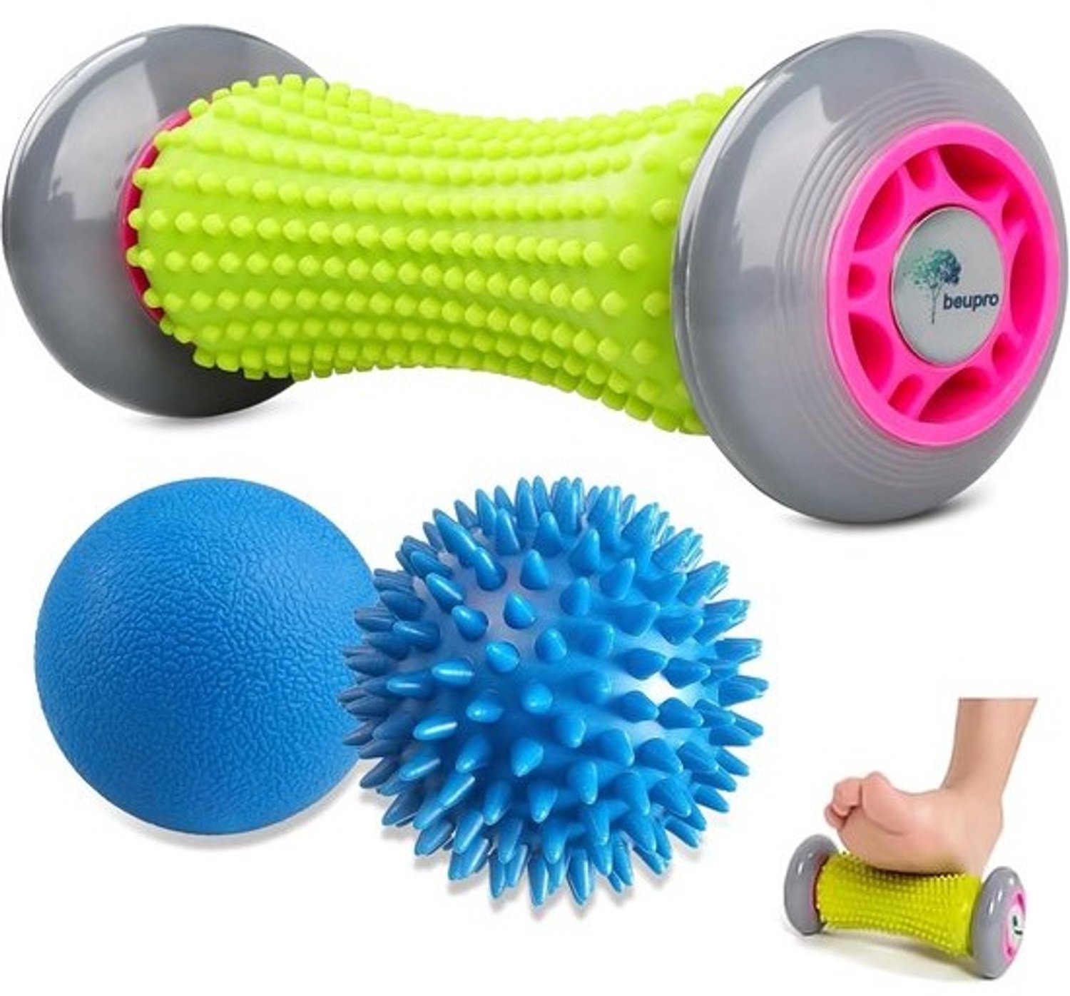 Voetmassageroller voor plantaire fasciitis en hielspoor - Noppenroller voor rug, benen en voeten