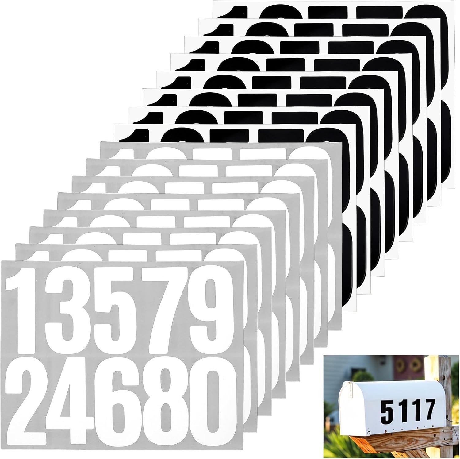 16 vellen brievenbus nummerstickers 7,5 cm zelfklevende waterdichte vinyl nummerstickers voor brievenbusdeuren ramen - ShopVlot