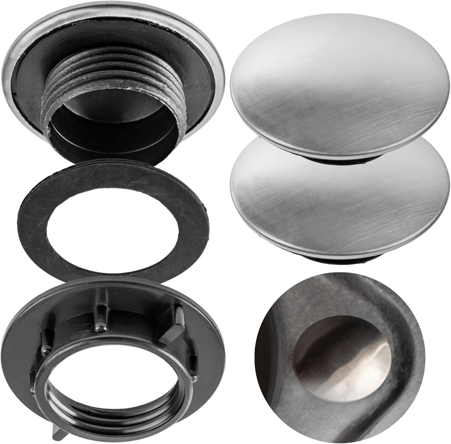 Gatdeksel voor wasbak - Ø 45 mm deksel - RVS-look - Voltooi het design van uw wasbak - ShopVlot