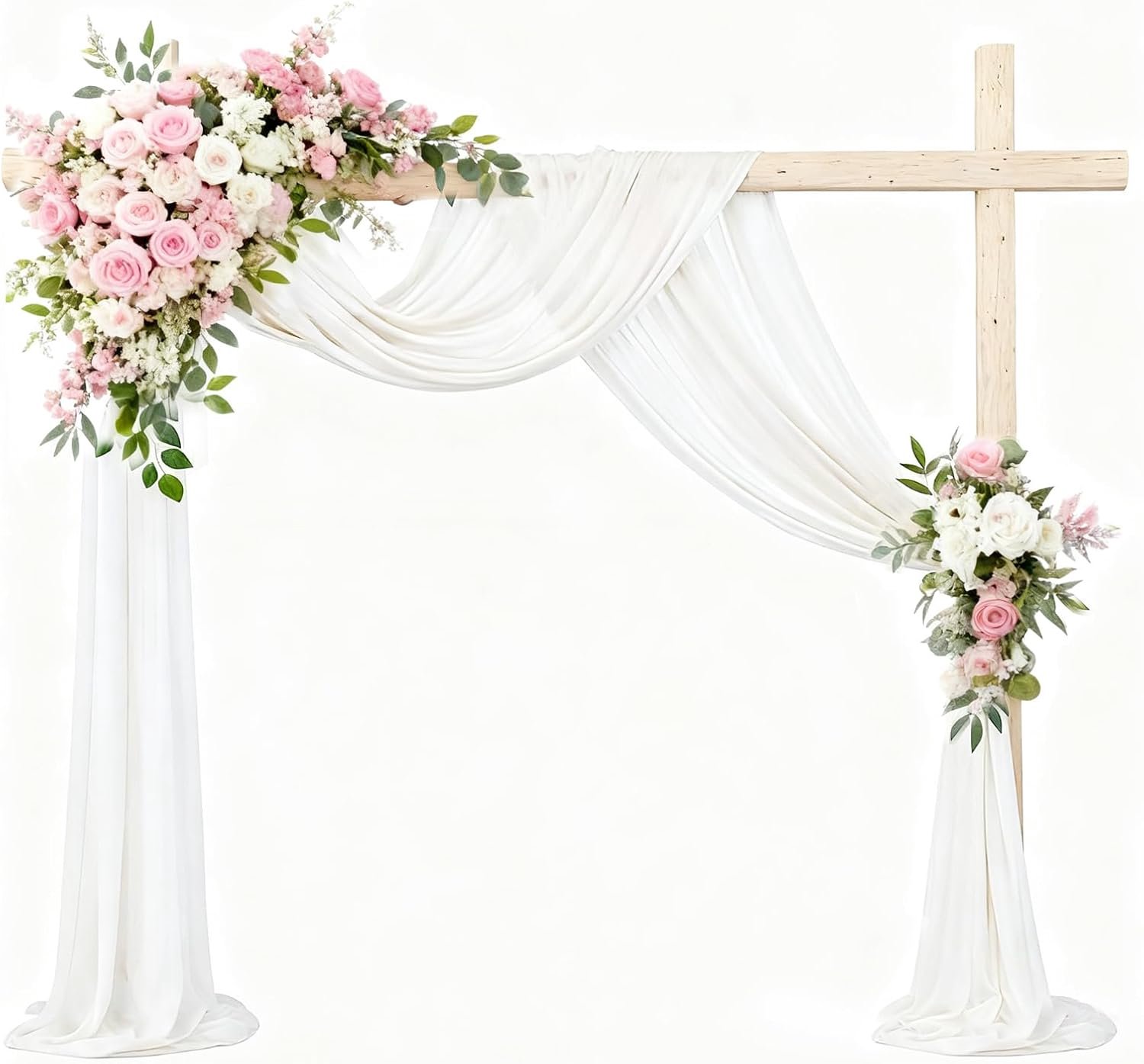 White Cross Wallpaper Wedding Arch 160x600cm Transparent Wedding Curtain Chiffon Fabric for Wedding Arch Ceremony - ShopVlot