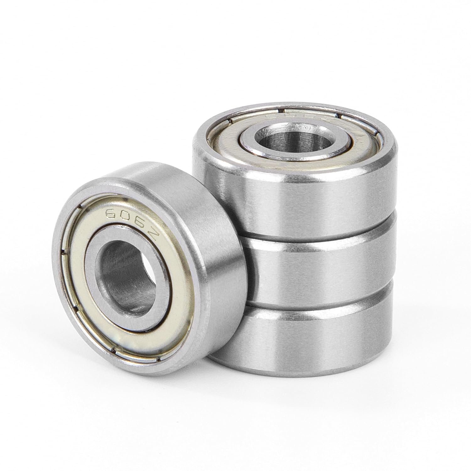 Pack of 4 606ZZ Ball Bearings, 6 x 17 x 6 mm, Chrome-Plated and Pre-Lubricated Steel, 606-2Z, Miniature Ball Bearings - ShopVlot