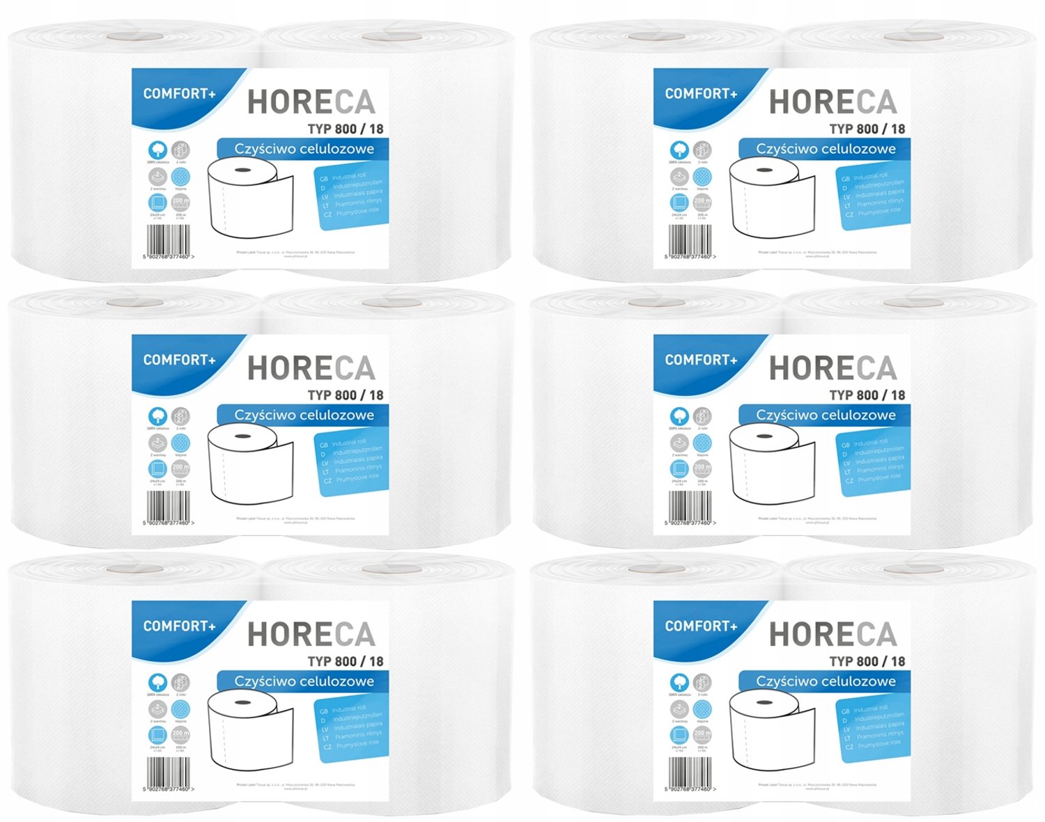 Horeca Papierrol 2400m 2 Laags 12 Rollen - Professioneel Reinigingsdoek