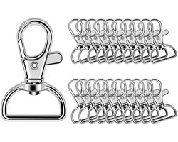 JeoPoom Sleutelringsluiting, 20 stuks, karabijnhaken, D-ringen, metalen sleutelhanger, draaibaar, 360° draaibaar, voor - ShopVlot