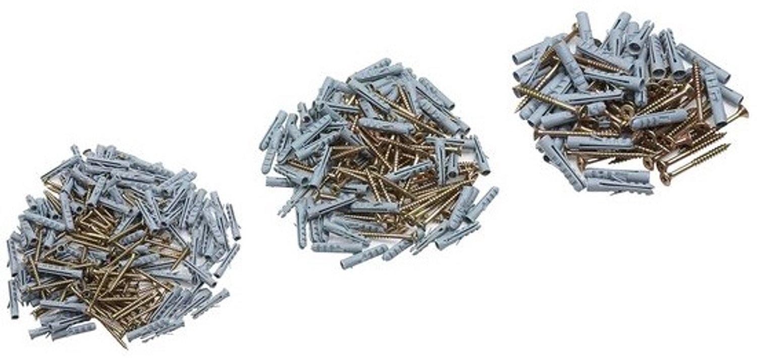 Schroeven en pluggen assortiment - Bevestigingsmateriaal set - Klusprojecten thuis - 400-delig - Diverse maten - Geel verzinkt