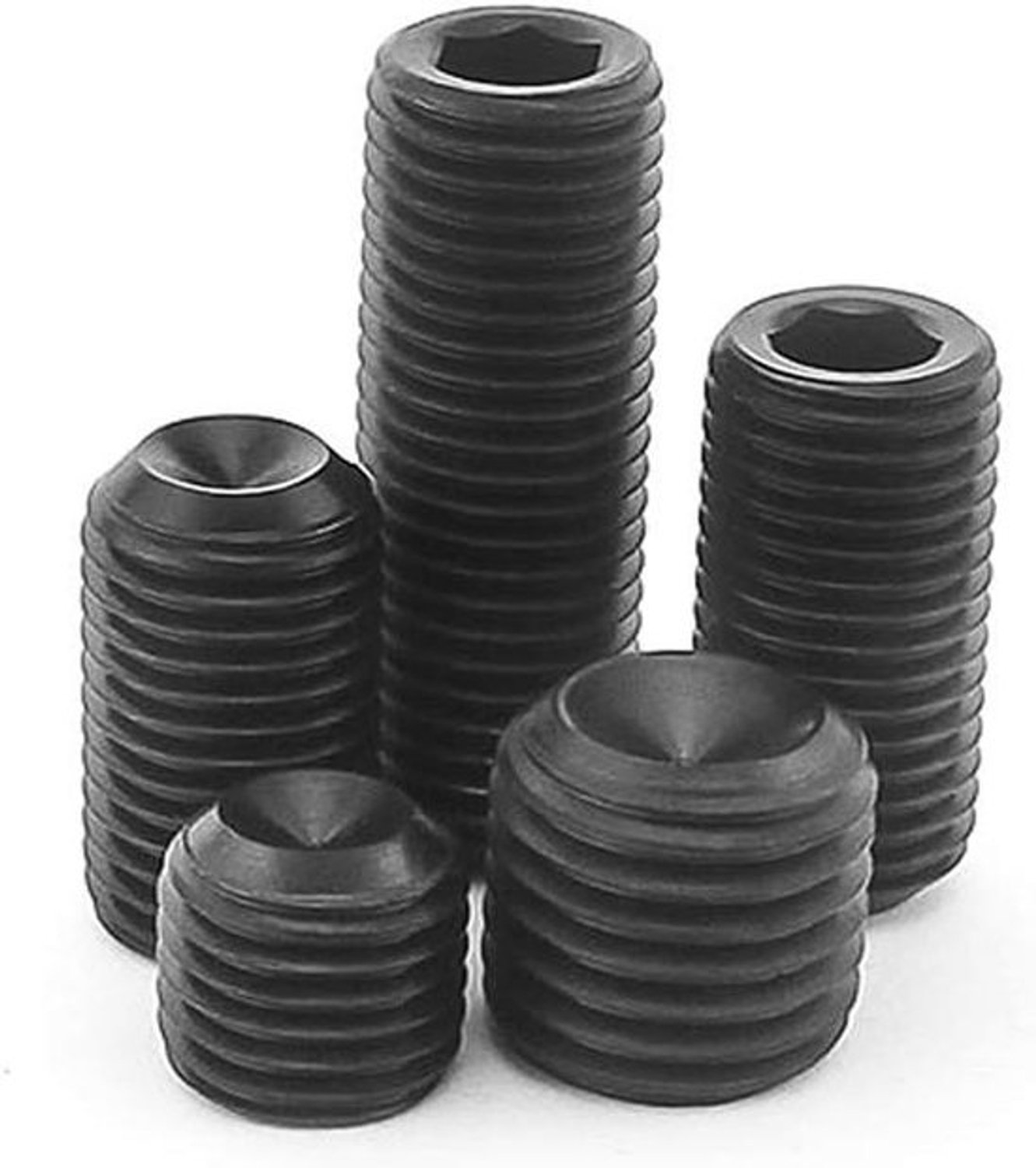 Zeskant Grub Schroeven - Stelschroeven Machinebouten - Industriële Bevestigingen - Hoge Treksterkte Koolstofstaal - M5x10mm 100 Stuks - Zwart